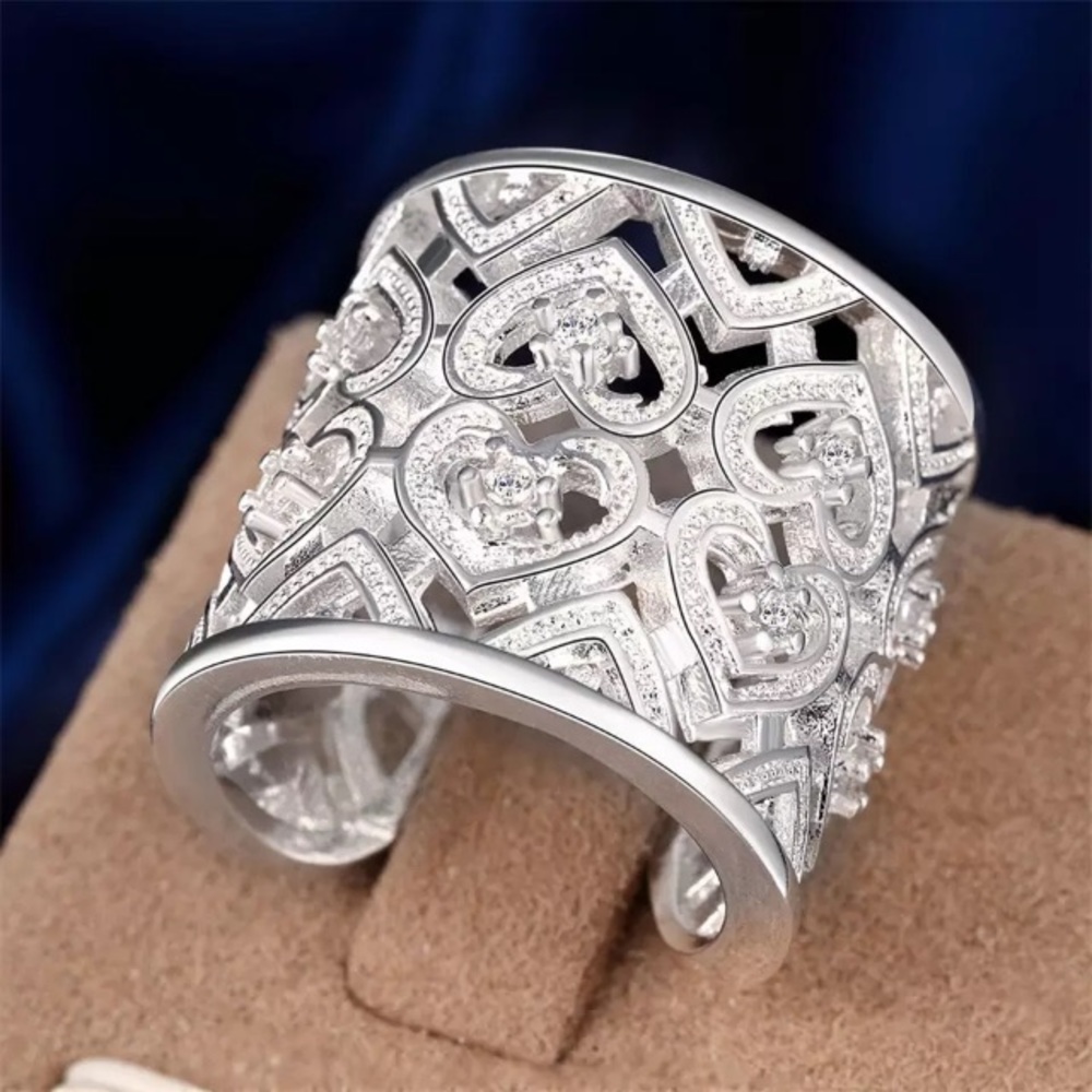 NEW!💙💎SILVER PLATED!💎💙STATEMENT CUFF RING OPEN - Picture 2 of 8